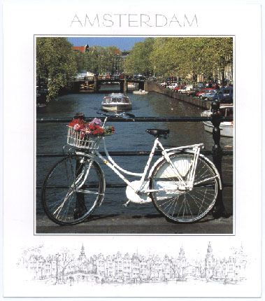 Ansichtskarte Amsterdam, mit Gracht und Fahrrad Ansichtskarte Amsterdam, mit Gracht und Fahrrad